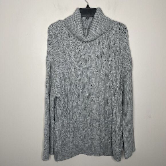 MARINA MOSCONE Sweater Women Medium Gray Oversized Turtleneck Pullover - Picture 3 of 14